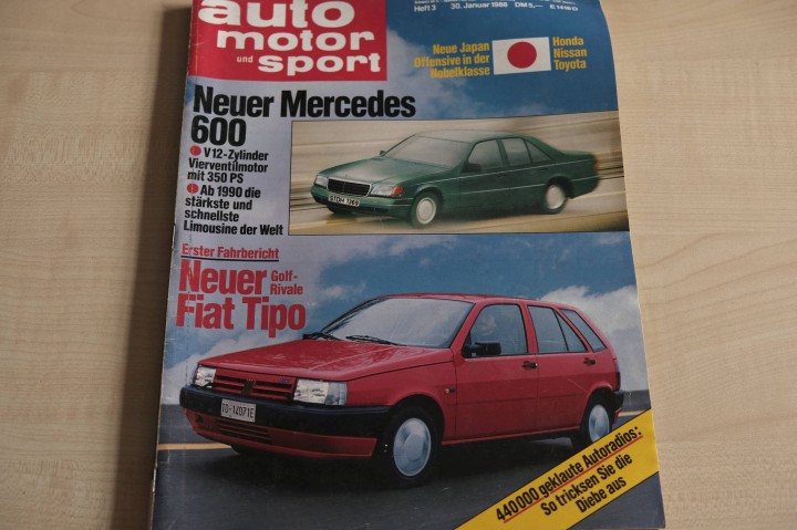 Deckblatt Auto Motor und Sport (03/1988)